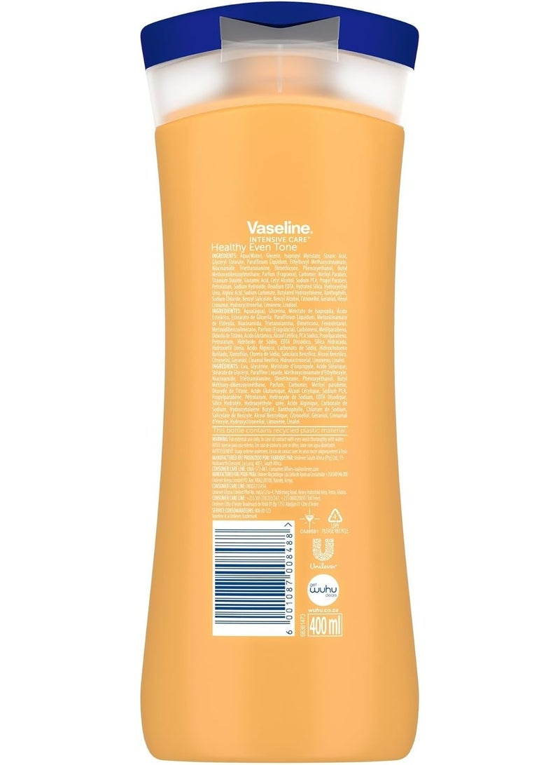 فازلين لوشن للجسم لتوحيد لون البشرة مع فيتامين B3 (نياسيناميد) وSPF10، ترطيب عميق يومي للبشرة الجافة وغير المتساوية، 400 مل - Image 2